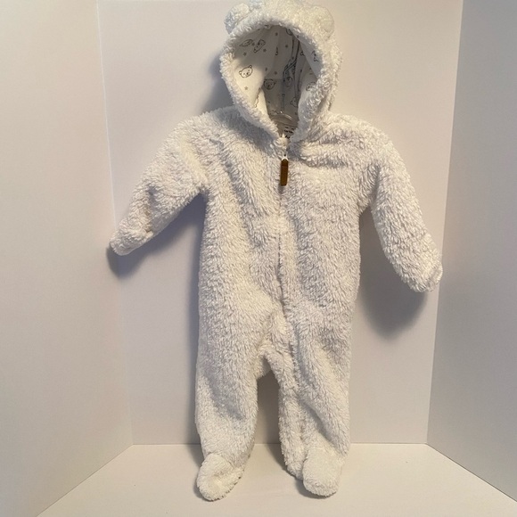 Carter's Baby Infant Serpa Zip-Up One-Piece Hooded Pram With Ears White 6 Months - Picture 1 of 10
